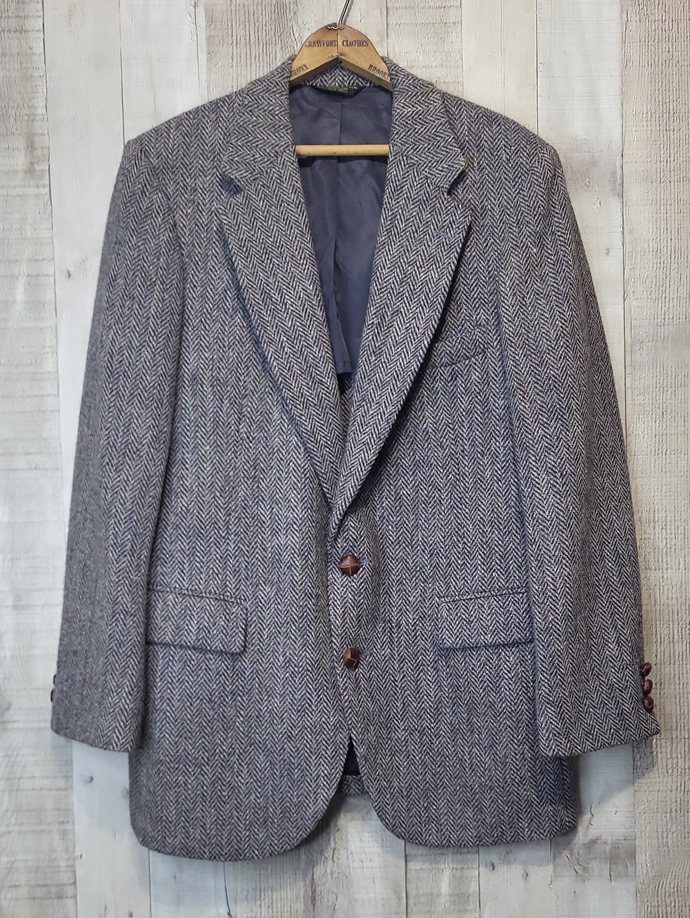 Harris Tweed Men's Herringbone Wool Blazer. Scottish Wool